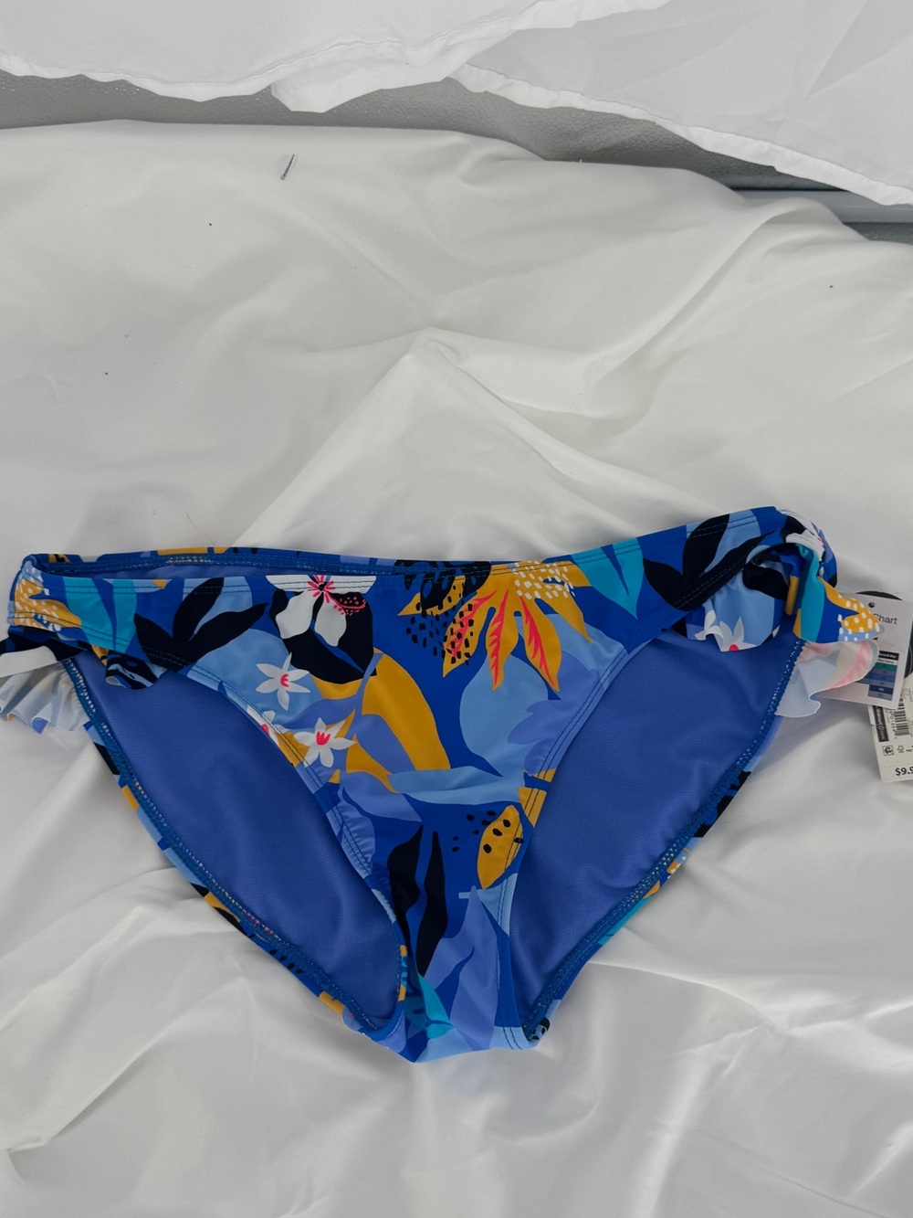 Blue Tropical Print Bikini Bottoms juniors size 15-17 0016